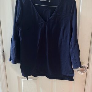 NY & Co 3/4 Flutter Sleeve Blue Blouse